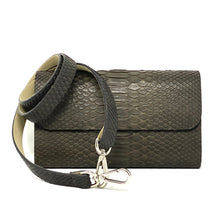 Load image into Gallery viewer, Elizabeth: Python- Matte Brown w/ crossbody strap