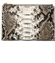 Load image into Gallery viewer, Sophia: Python- Natural Zipper Clutch w/wristlet