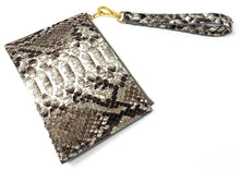 Load image into Gallery viewer, Sophia: Python- Natural Zipper Clutch w/wristlet